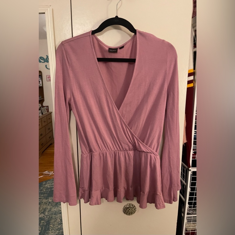 free press pink surplice bell sleeve top